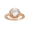 Designs By Gioelli Lab-Created White Sapphire 14k Rose Gold Over Silver Halo Ring -Designs By Gioelli Jewelry 2051927