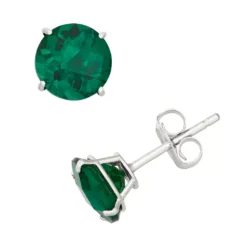Designs By Gioelli Lab-Created Emerald 10k White Gold Stud Earrings