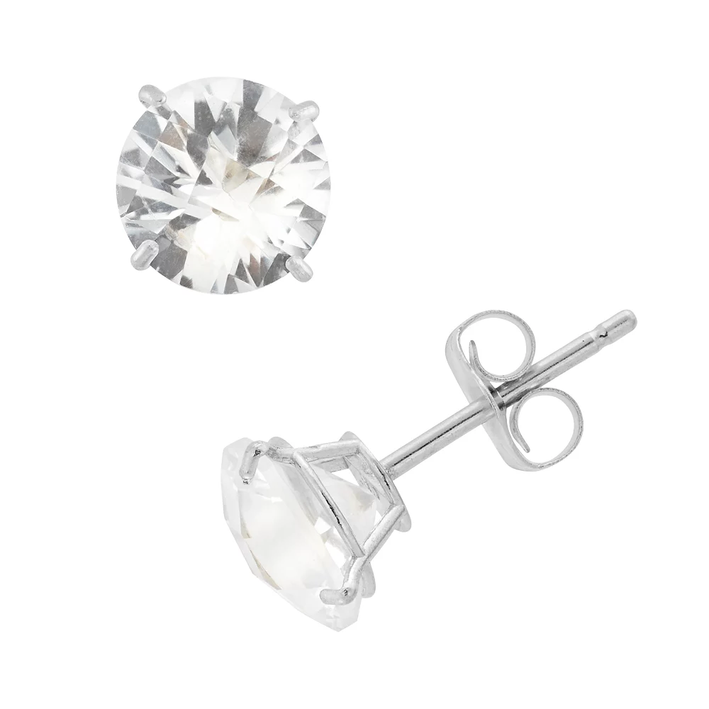 Designs By Gioelli Lab-Created White Sapphire 10k White Gold Stud Earrings 3 Designs By Gioelli Lab-Created White Sapphire 10k White Gold Stud Earrings