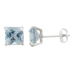 Designs By Gioelli Lab-Created Aquamarine 10k White Gold Stud Earrings