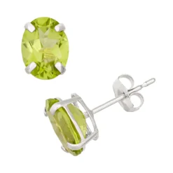 Designs By Gioelli Peridot 10k White Gold Oval Stud Earrings