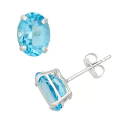 Designs By Gioelli Swiss Blue Topaz 10k White Gold Oval Stud Earrings