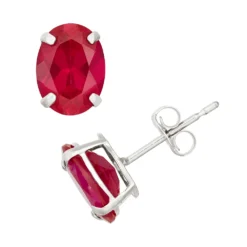Designs By Gioelli Lab-Created Ruby 10k White Gold Oval Stud Earrings