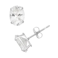 Designs By Gioelli Lab-Created White Sapphire 10k White Gold Oval Stud Earrings