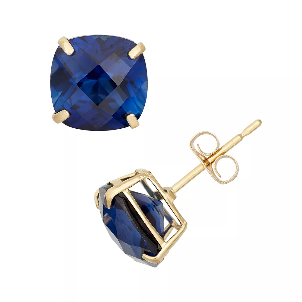 Designs By Gioelli Lab-Created Sapphire 10k Gold Stud Earrings 3 Designs By Gioelli Lab-Created Sapphire 10k Gold Stud Earrings