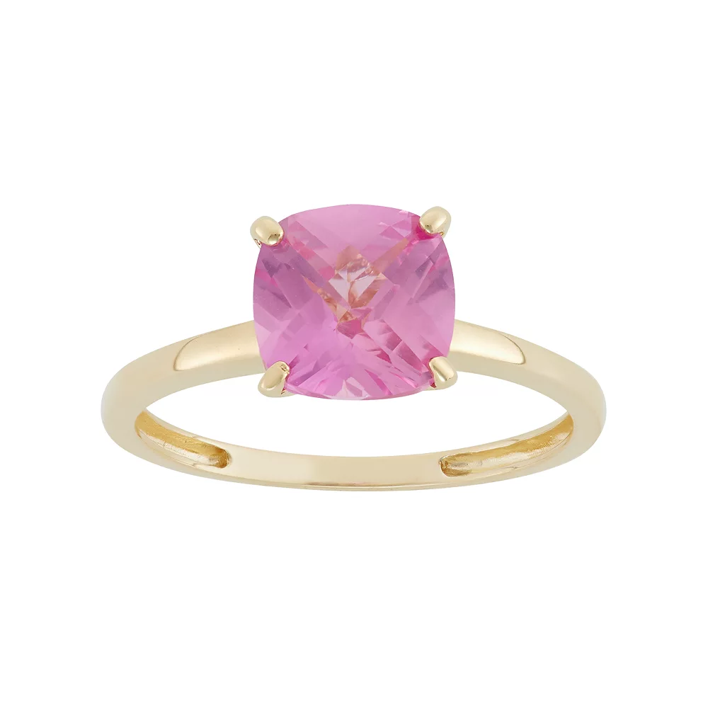 Designs By Gioelli Lab-Created Pink Sapphire 10k Gold Ring 3 Designs By Gioelli Lab-Created Pink Sapphire 10k Gold Ring