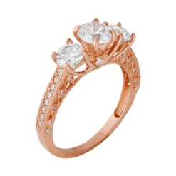 Designs By Gioelli Cubic Zirconia 3-Stone Engagement Ring In 10k Rose Gold -Designs By Gioelli Jewelry 2056963 ALT