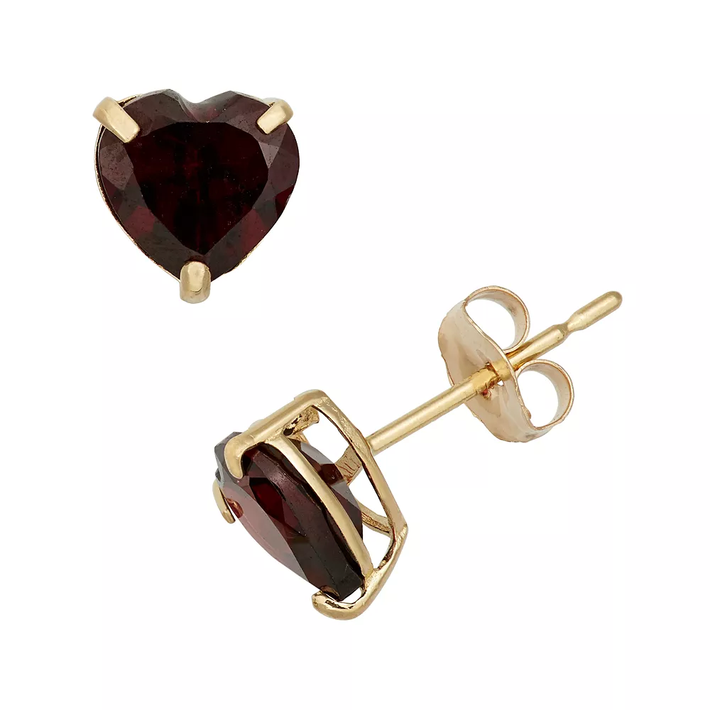 Designs By Gioelli Garnet 10k Gold Heart Stud Earrings 3 Designs By Gioelli Garnet 10k Gold Heart Stud Earrings