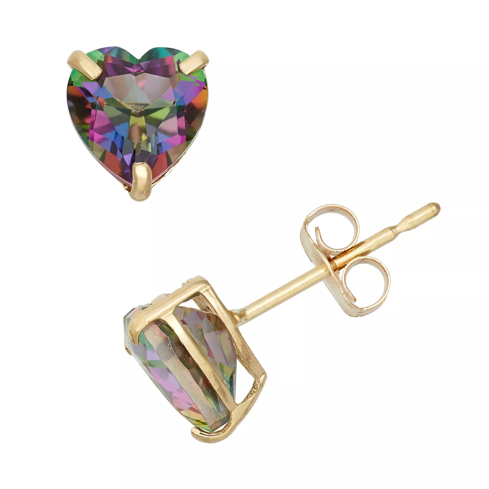 Designs By Gioelli Mystic Topaz 10k Gold Heart Stud Earrings 3 Designs By Gioelli Mystic Topaz 10k Gold Heart Stud Earrings
