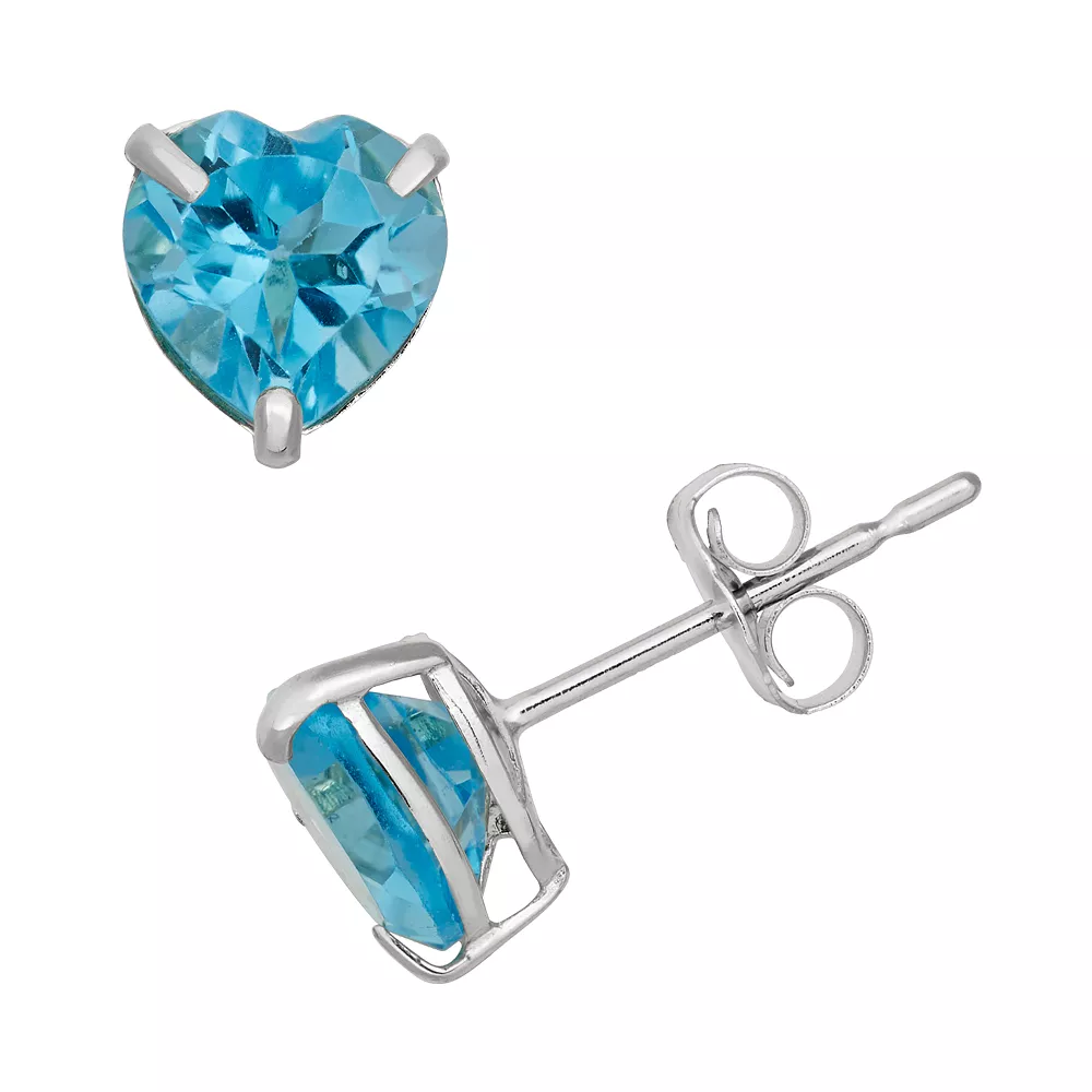 Designs By Gioelli Swiss Blue Topaz 10k White Gold Heart Stud Earrings 3 Designs By Gioelli Swiss Blue Topaz 10k White Gold Heart Stud Earrings