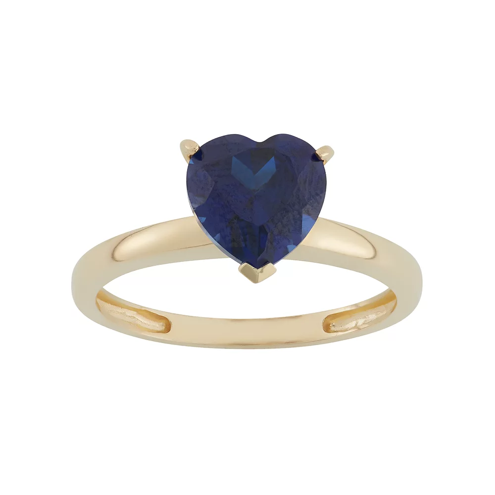 Designs By Gioelli Lab-Created Sapphire 10k Gold Heart Ring 3 Designs By Gioelli Lab-Created Sapphire 10k Gold Heart Ring