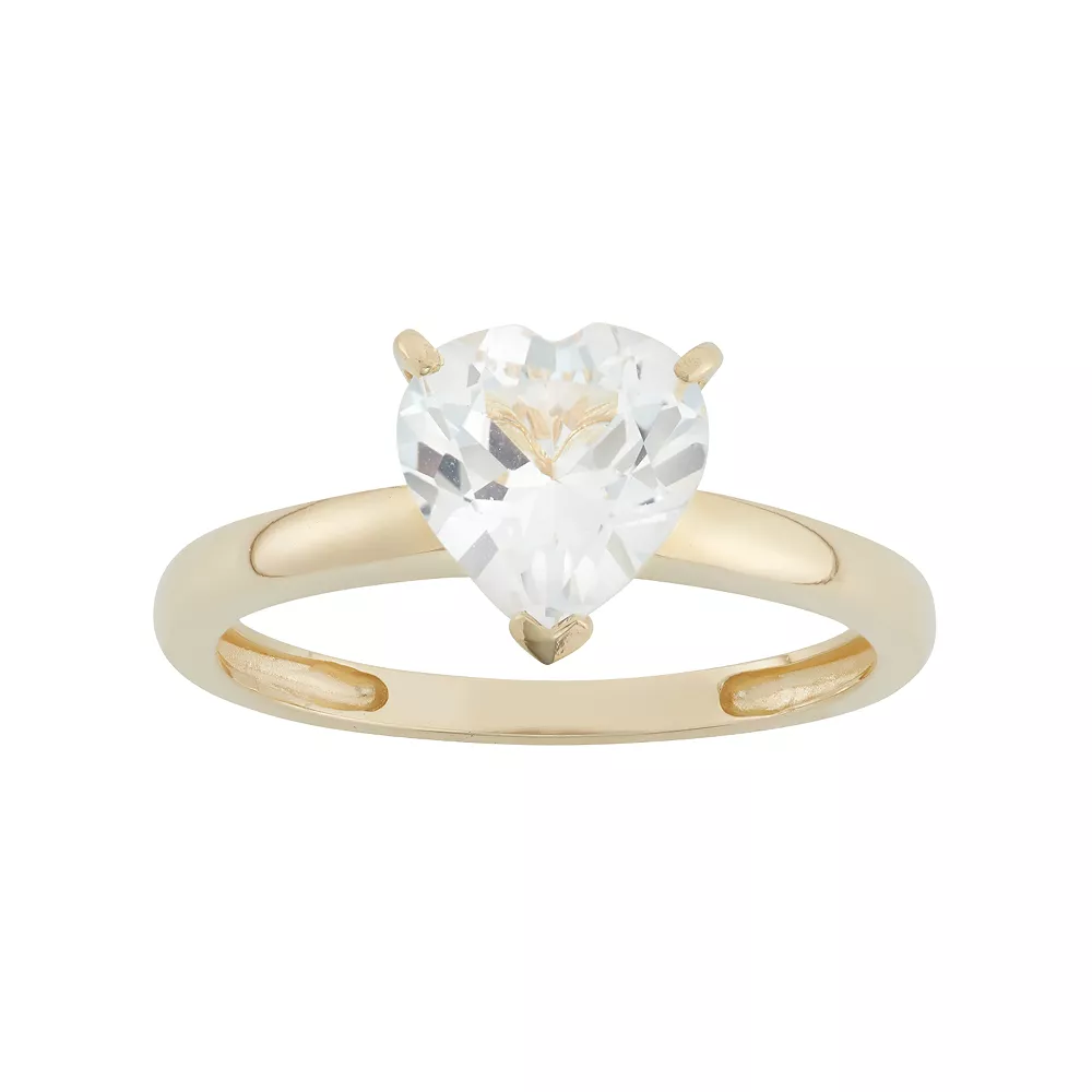 Designs By Gioelli Lab-Created White Sapphire 10k Gold Heart Ring 3 Designs By Gioelli Lab-Created White Sapphire 10k Gold Heart Ring