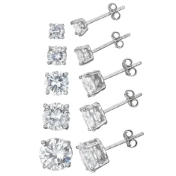 Designs By Gioelli Cubic Zirconia Sterling Silver Stud Earring Set