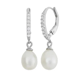 Designs By Gioelli Freshwater Cultured Pearl & Cubic Zirconia Sterling Silver Drop Earrings