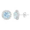 Designs By Gioelli Aquamarine & White Topaz 10k White Gold Halo Stud Earrings 1 Designs By Gioelli Aquamarine & White Topaz 10k White Gold Halo Stud Earrings -Designs By Gioelli Jewelry 2176926