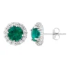 Designs By Gioelli Lab-Created Emerald & White Topaz 10k White Gold Halo Stud Earrings 1 Designs By Gioelli Lab-Created Emerald & White Topaz 10k White Gold Halo Stud Earrings -Designs By Gioelli Jewelry 2176939