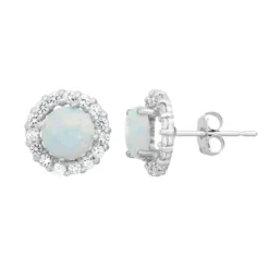 Designs By Gioelli Lab-Created Opal & White Topaz 10k White Gold Halo Stud Earrings