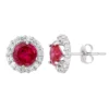 Designs By Gioelli Lab-Created Ruby & White Topaz 10k White Gold Halo Stud Earrings -Designs By Gioelli Jewelry 2176967