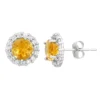 Designs By Gioelli Lab-Created Citrine & White Topaz 10k White Gold Halo Stud Earrings -Designs By Gioelli Jewelry 2176994