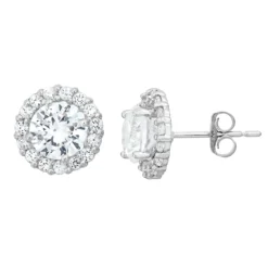 Designs By Gioelli Lab-Created White Sapphire & White Topaz 10k White Gold Halo Stud Earrings