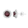 Designs By Gioelli Garnet & White Topaz 10k White Gold Halo Stud Earrings