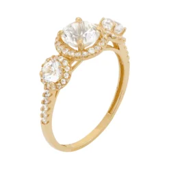 Designs By Gioelli Cubic Zirconia 3-Stone Halo Engagement Ring In 10k Gold 5 Designs By Gioelli Cubic Zirconia 3-Stone Halo Engagement Ring In 10k Gold -Designs By Gioelli Jewelry 2284133 ALT