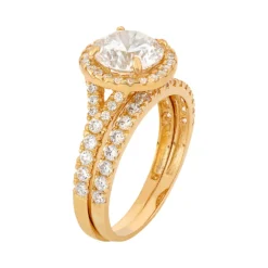 Designs By Gioelli Cubic Zirconia Halo Engagement Ring Set In 10k Gold -Designs By Gioelli Jewelry 2285509 ALT
