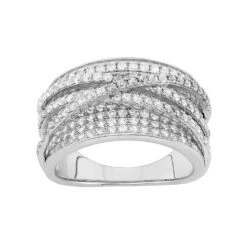 Designs By Gioelli Sterling Silver Cubic Zirconia Crisscross Ring