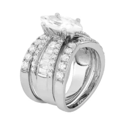 Designs By Gioelli Cubic Zirconia Marquise Engagement Ring Set In Sterling Silver -Designs By Gioelli Jewelry 2303999 ALT2