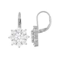 Designs By Gioelli Cubic Zirconia Sterling Silver Flower Drop Earrings