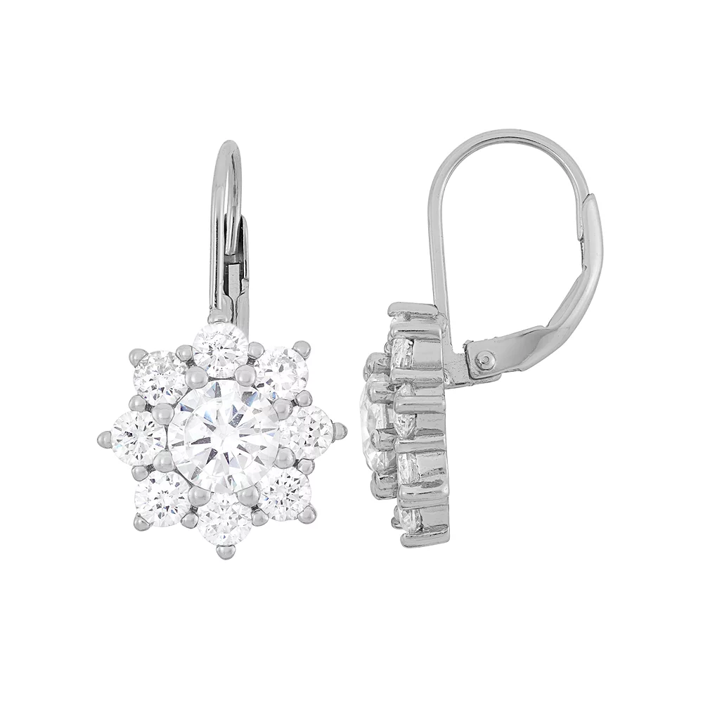 Designs By Gioelli Cubic Zirconia Sterling Silver Flower Drop Earrings 3 Designs By Gioelli Cubic Zirconia Sterling Silver Flower Drop Earrings