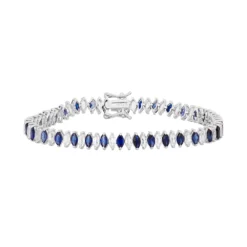 Designs By Gioelli Sterling Silver Lab-Created White & Blue Sapphire Marquise Tennis Bracelet