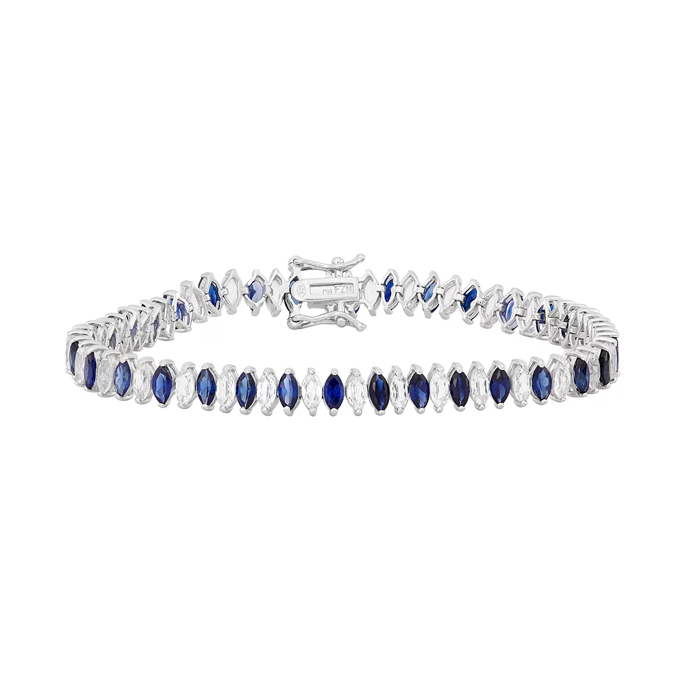 Designs By Gioelli Sterling Silver Lab-Created White & Blue Sapphire Marquise Tennis Bracelet 3 Designs By Gioelli Sterling Silver Lab-Created White & Blue Sapphire Marquise Tennis Bracelet