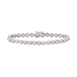 Designs By Gioelli Sterling Silver Lab-Created Opal Tennis Bracelet