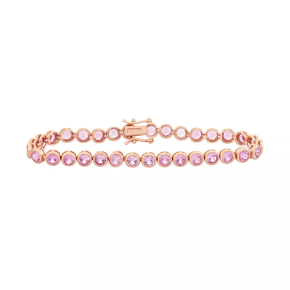 Designs By Gioelli 14k Rose Gold Over Silver Lab-Created Pink Sapphire Tennis Bracelet 3 Designs By Gioelli 14k Rose Gold Over Silver Lab-Created Pink Sapphire Tennis Bracelet