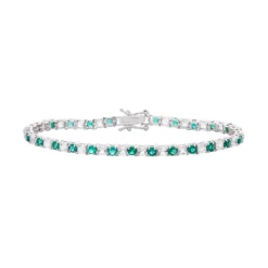 Designs By Gioelli Sterling Silver Lab-Created Emerald & White Sapphire Tennis Bracelet