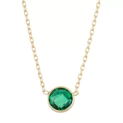 Designs By Gioelli 10k Gold Lab-Created Emerald Circle Pendant Necklace