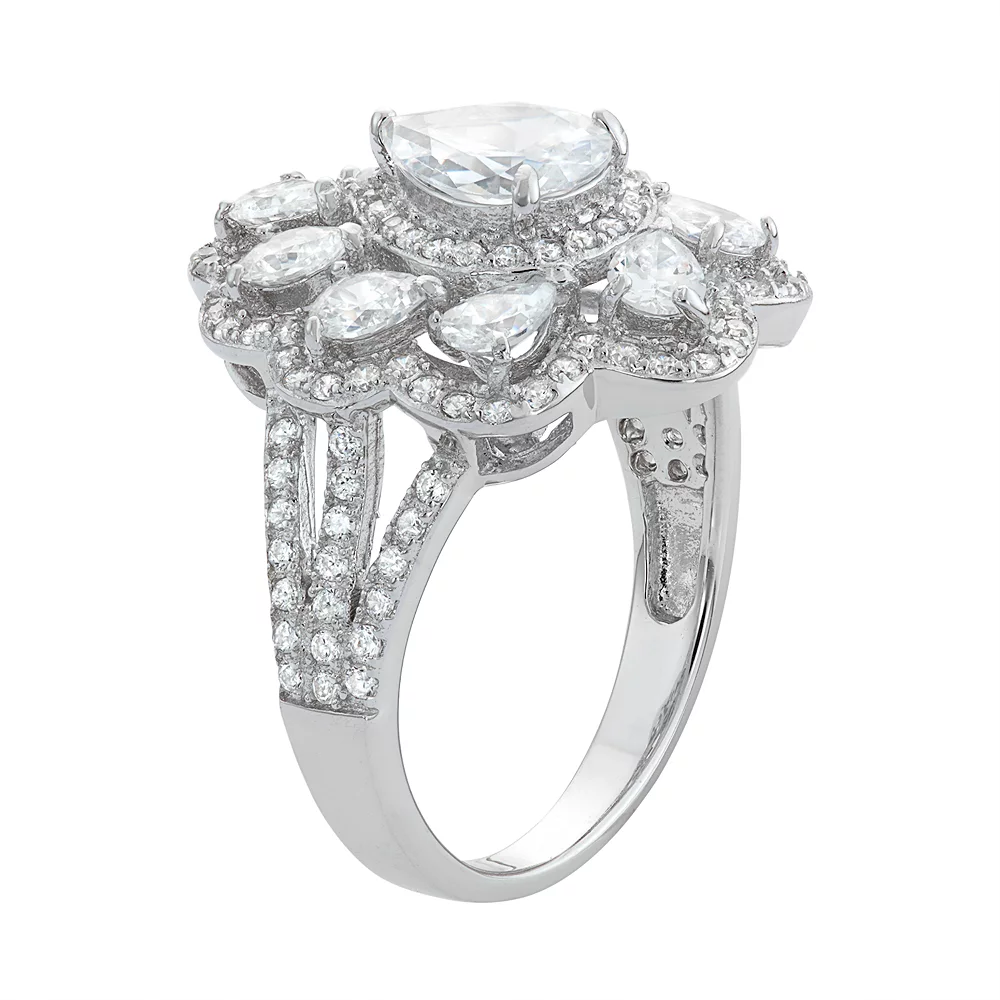Designs By Gioelli Sterling Silver Cubic Zirconia Pear Halo Ring 4 Designs By Gioelli Sterling Silver Cubic Zirconia Pear Halo Ring - Image 2