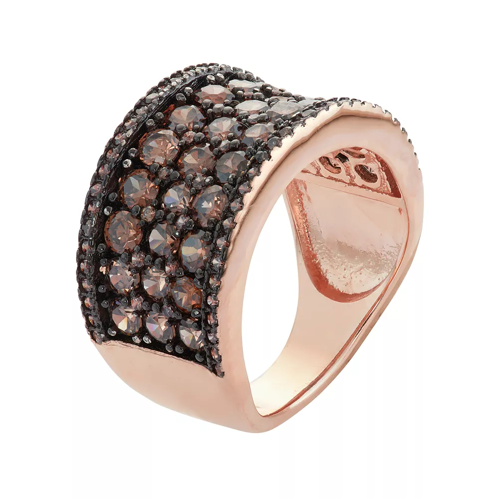 Designs By Gioelli 14k Rose Gold Over Silver Cubic Zirconia Concave Ring 4 Designs By Gioelli 14k Rose Gold Over Silver Cubic Zirconia Concave Ring - Image 2