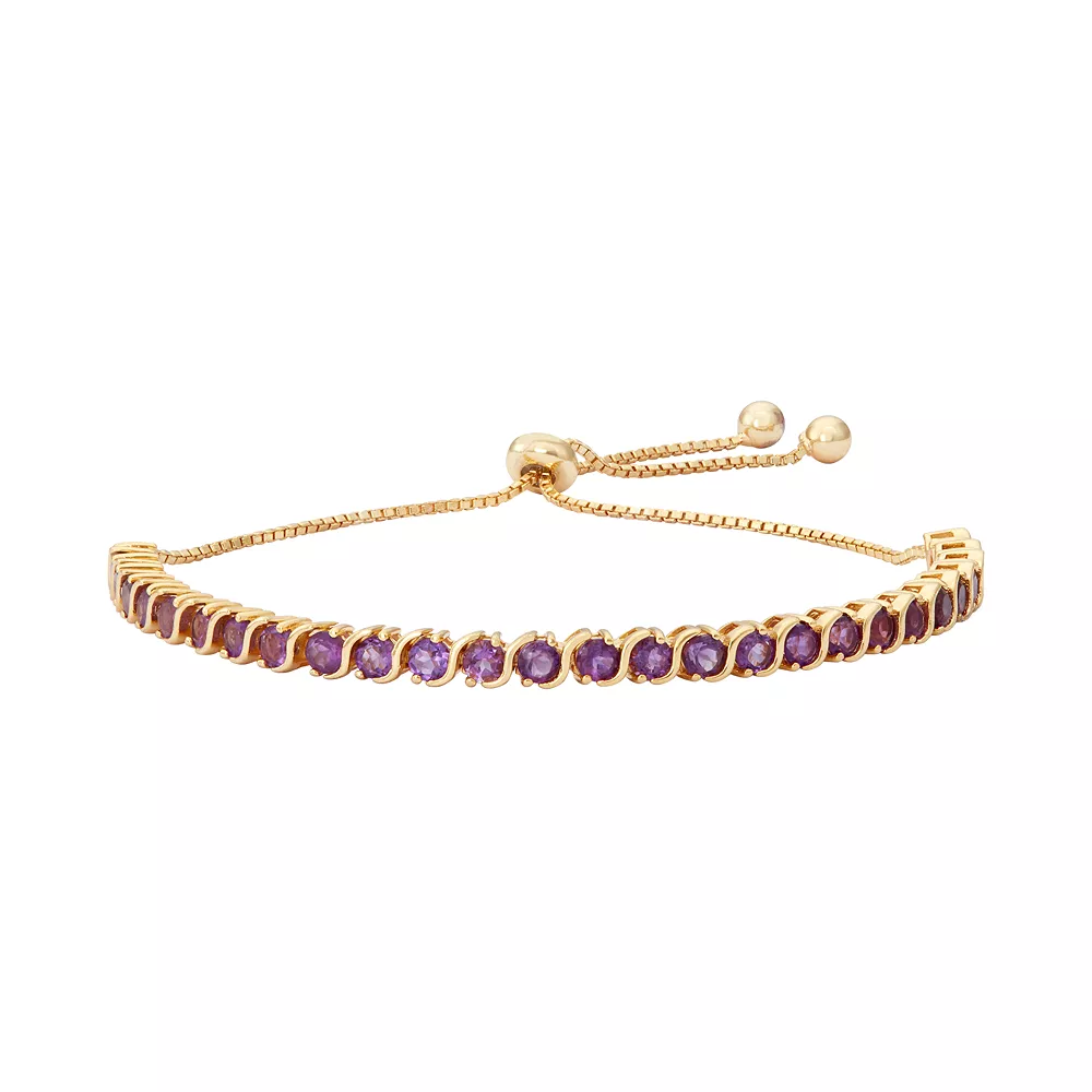 Designs By Gioelli 14k Gold Over Silver Amethyst S-Link Lariat Bracelet 3 Designs By Gioelli 14k Gold Over Silver Amethyst S-Link Lariat Bracelet