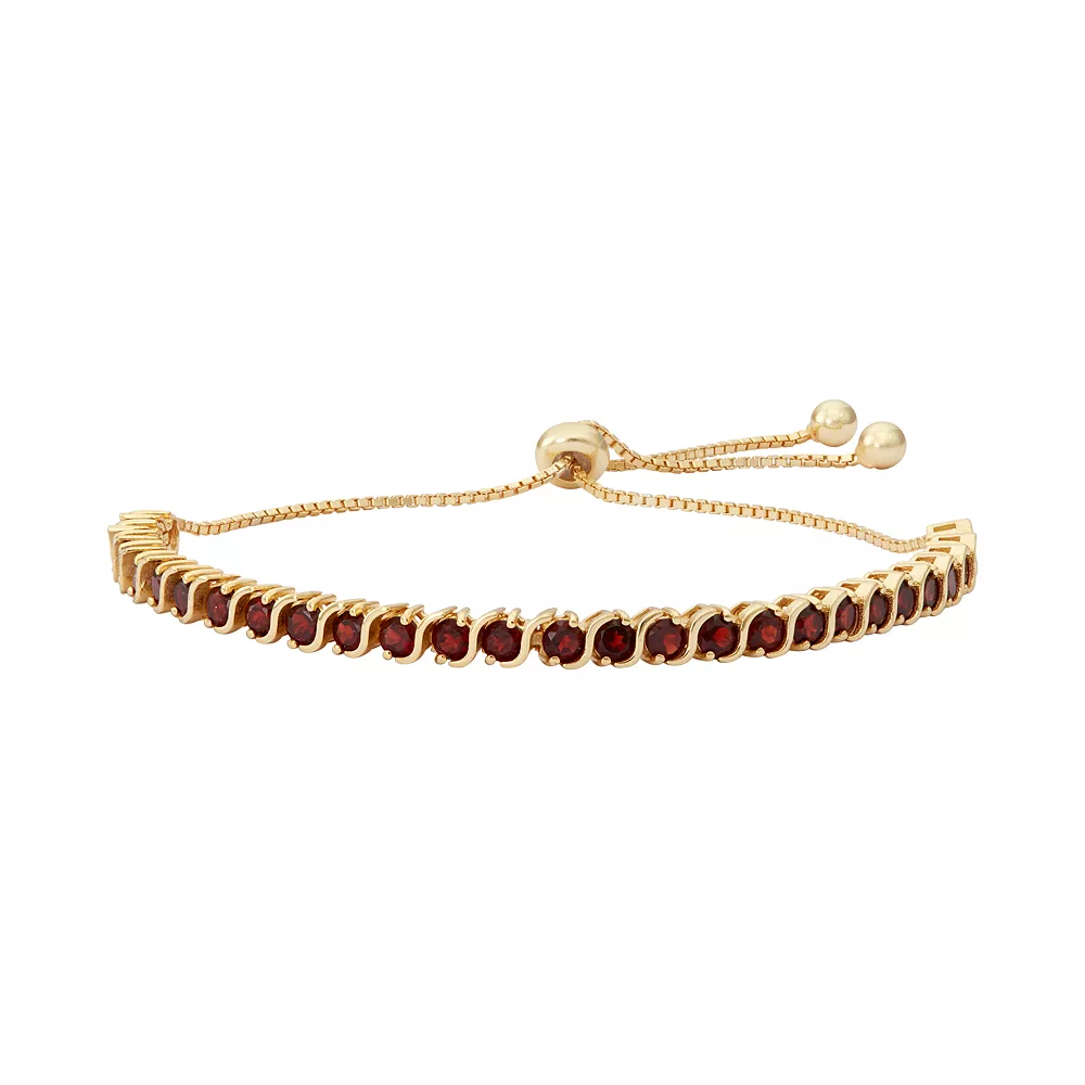 Designs By Gioelli 14k Gold Over Silver Garnet S-Link Lariat Bracelet 3 Designs By Gioelli 14k Gold Over Silver Garnet S-Link Lariat Bracelet