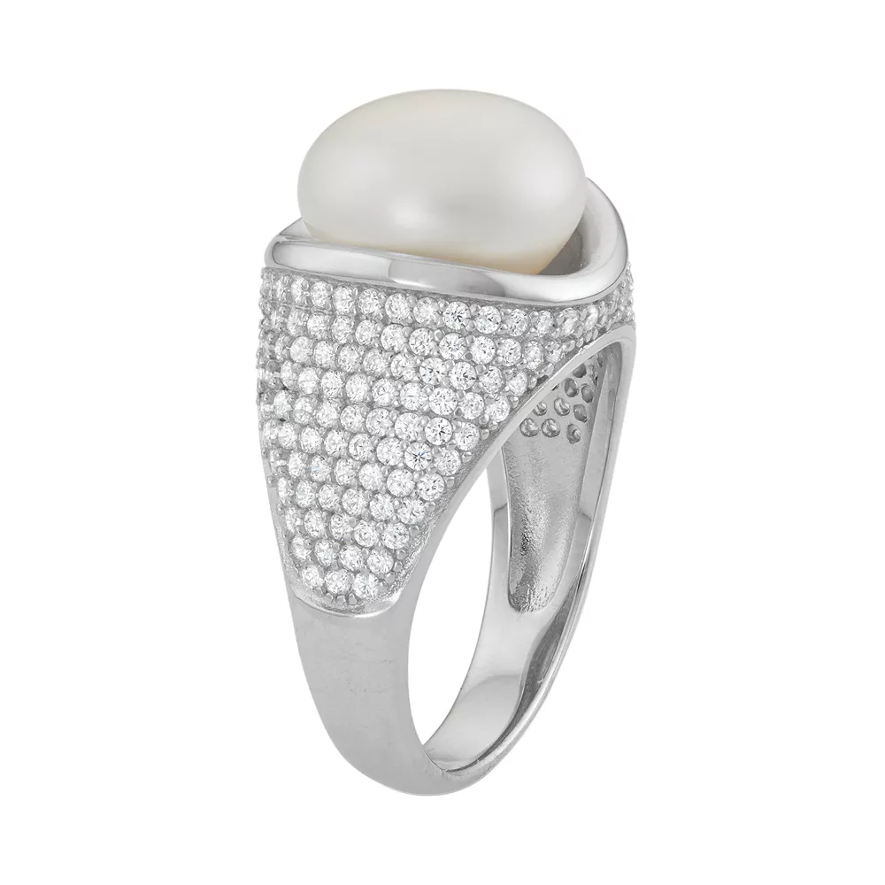 Designs By Gioelli Sterling Silver Freshwater Cultured Pearl & Cubic Zirconia Dome Ring 4 Designs By Gioelli Sterling Silver Freshwater Cultured Pearl & Cubic Zirconia Dome Ring - Image 2