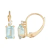 Designs By Gioelli 10k Gold Emerald-Cut Lab-Created Aquamarine & White Zircon Leverback Earrings