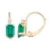 Designs By Gioelli 10k Gold Emerald-Cut Lab-Created Emerald & White Zircon Leverback Earrings -Designs By Gioelli Jewelry 2750234