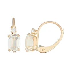Designs By Gioelli 10k Gold Emerald-Cut Lab-Created White Sapphire & White Zircon Leverback Earrings