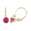Designs By Gioelli 10k Gold Round-Cut Lab-Created Ruby & White Zircon Leverback Earrings -Designs By Gioelli Jewelry 2750393