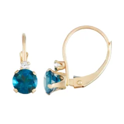 Designs By Gioelli 10k Gold Round-Cut London Blue Topaz & White Zircon Leverback Earrings