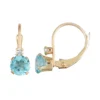 Designs By Gioelli 10k Gold Round-Cut Swiss Blue Topaz & White Zircon Leverback Earrings -Designs By Gioelli Jewelry 2751215