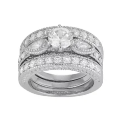 Designs By Gioelli Sterling Silver Lab-Created White Sapphire Engagement Ring Set