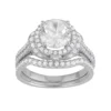 Designs By Gioelli Sterling Silver Lab-Created White Sapphire Halo Engagement Ring Set